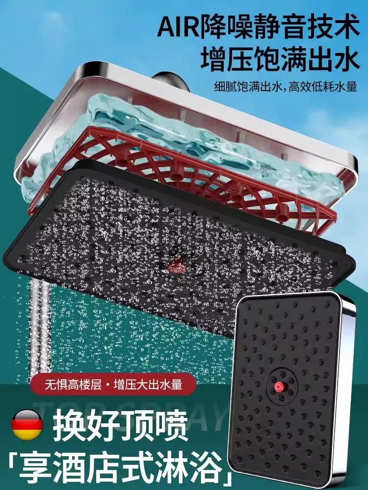 Upgrade Square Self Cleaning Descaling Supercharge Ceiling Mounted Shower Head 30CM Big Panel High Pressure Large Flow Shower view 3