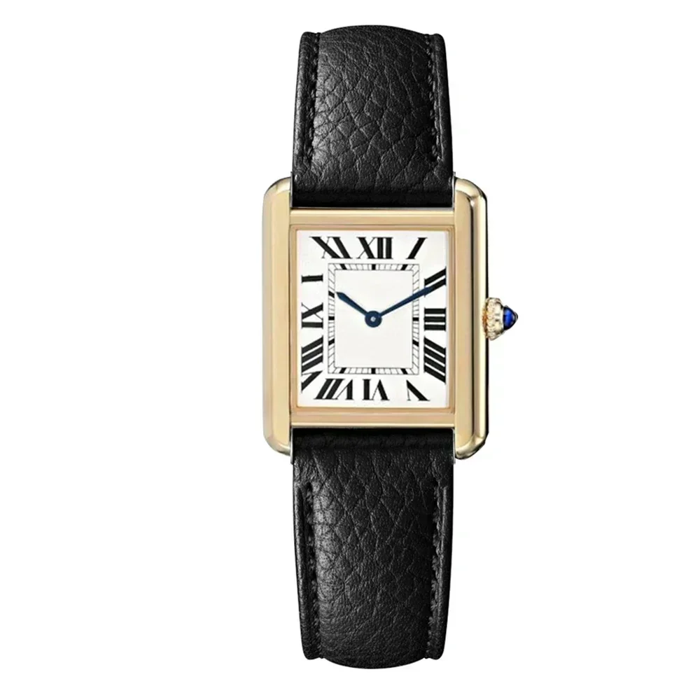 Mens Womens Watch Gold Silver Black Leather Female Ladies Quartz Movement Relogio Masculino