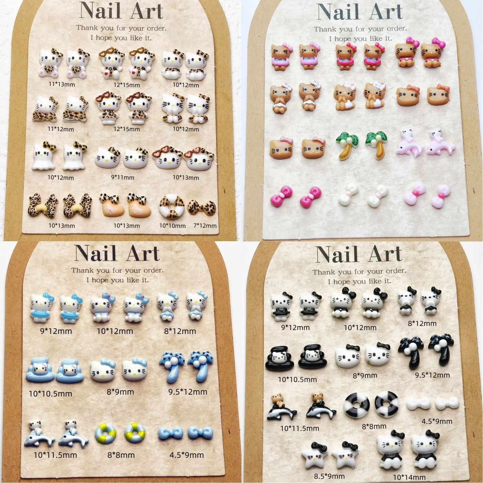

50pcs Mini For KT Nail Charms 3D Print Ribbon Bow DIY Accessorie Pochacco Fashion Cartoon Nails Deco