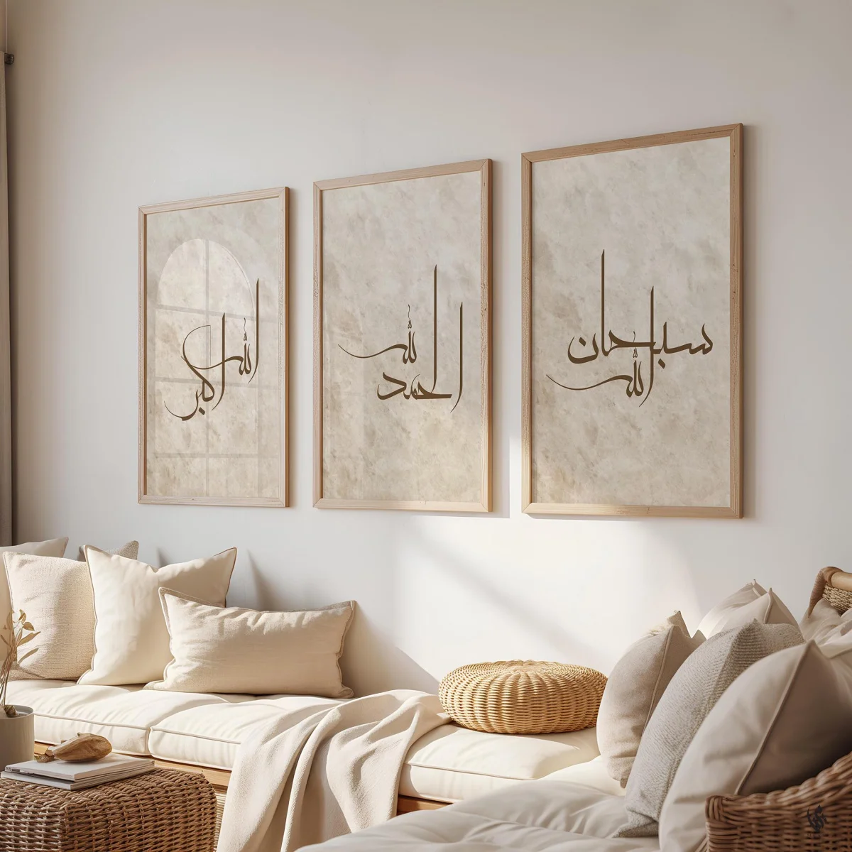 3pcs/set Islamic Quran Verse Quote Canvas Print Poster Beige and Brown Abstract Ramadan Muslim Art Prints Wall Art Home Decor