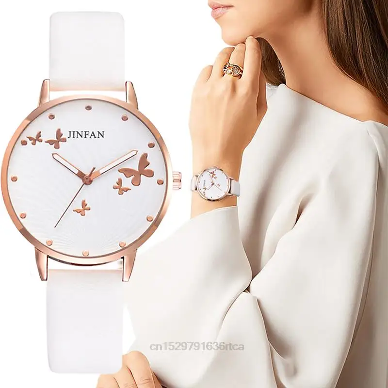 Elegant Simple Butterfly Design Dial Design Ladies Watches Women Fashion Luxury Dress Watch Casual Woman Quartz Leather Clock