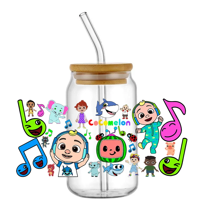 Mixed Cute Cartoon 6OZ UV DTF Cup Wrap Transfer Stickers Niestandardowe etykiety DIY Trwałe wodoodporne logo dla szklanej puszki Libbey