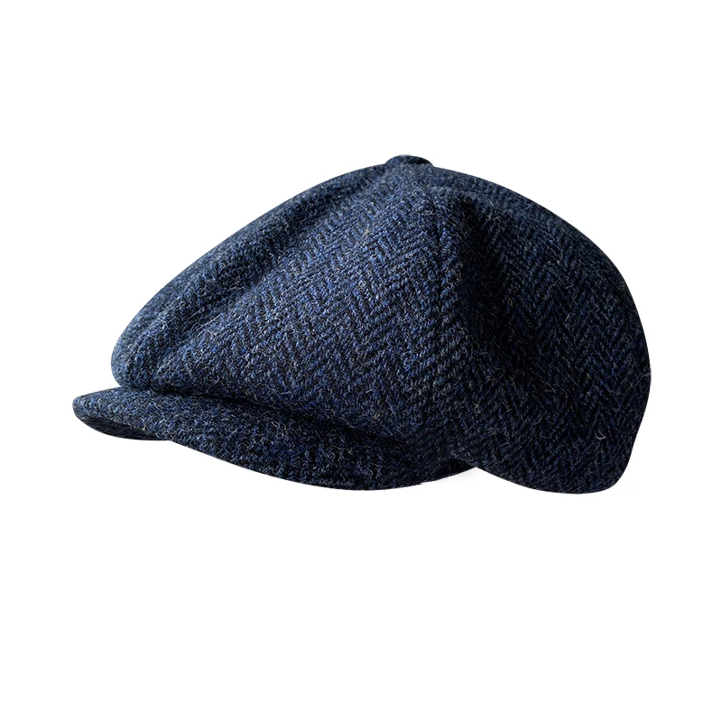 Men\'s Brand Winter High Quality Wool Newsboy Hats Herringbone Octagon Cap Royal Blue Women Gatsby Flat Hat BJM18