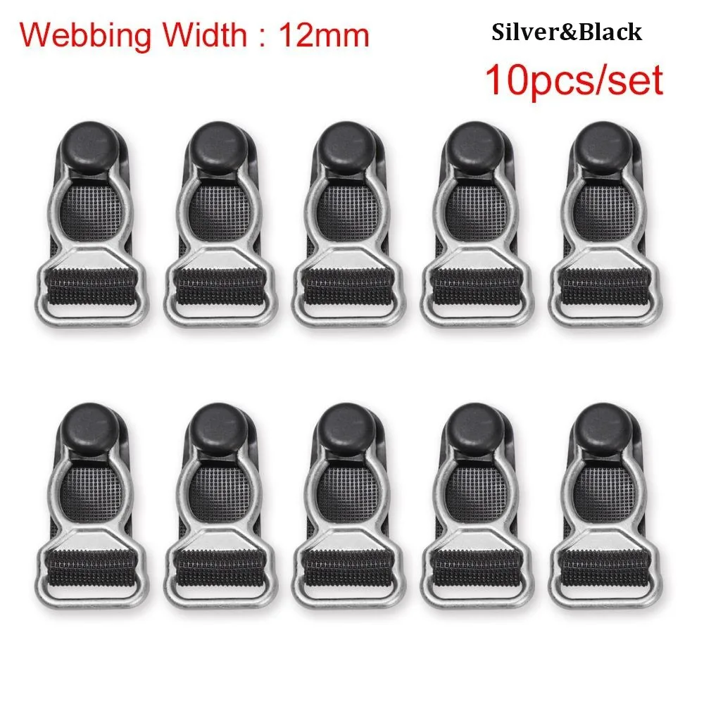 10pcs High Quality 10/12mm Corset Leg Garter Belt Clip Plastic Black Hosiery Stocking Grips Lightweight Suspender Clips