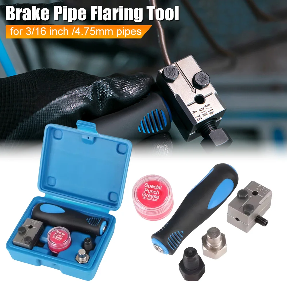 

3/16-Inch Brake Line Flaring Tool Kit Handheld Brake Lines Repairing Tool Kit Lasting Brake Flare Tool Kit for All Cars Trucks