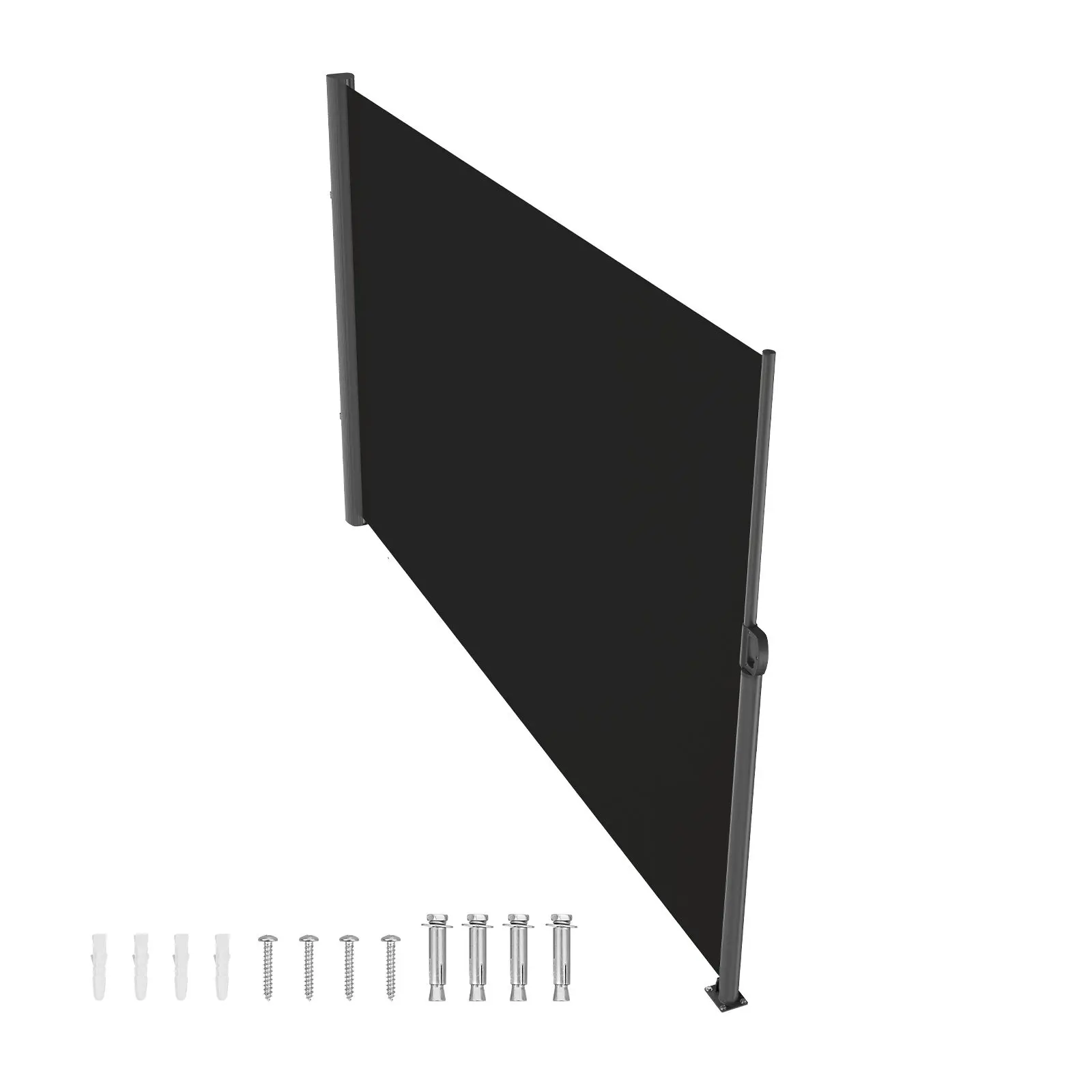 Retractable Side Awning, 71''x 118'' Aluminum Outdoor Privacy Screen, 280g Polyester Water-proof Retractable Patio Screen, UV 30+ Room Divider Wind Screen for Patio, Backyard, Balcony, Black