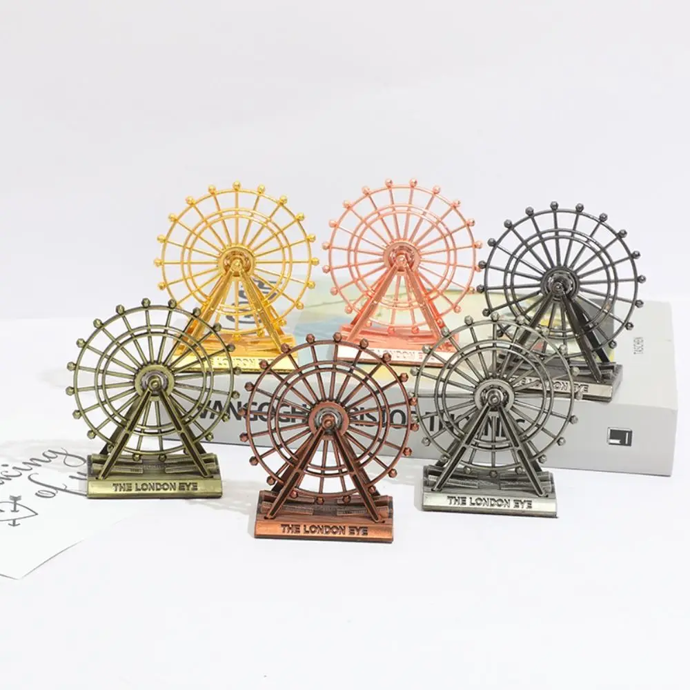 Home Decor Metal London Eye Ornament Retro Rotatable Art Figurine Handicraft Creative Ferris Wheel Model Tourist Souvenirs