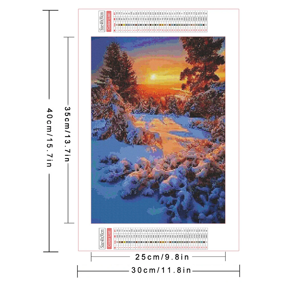 AZQSD Diamond Painting Forest Winter Landscape Cross Stitch Mosaic Picture Of Rhinestones Embroidery Housse Sunset Home Decor