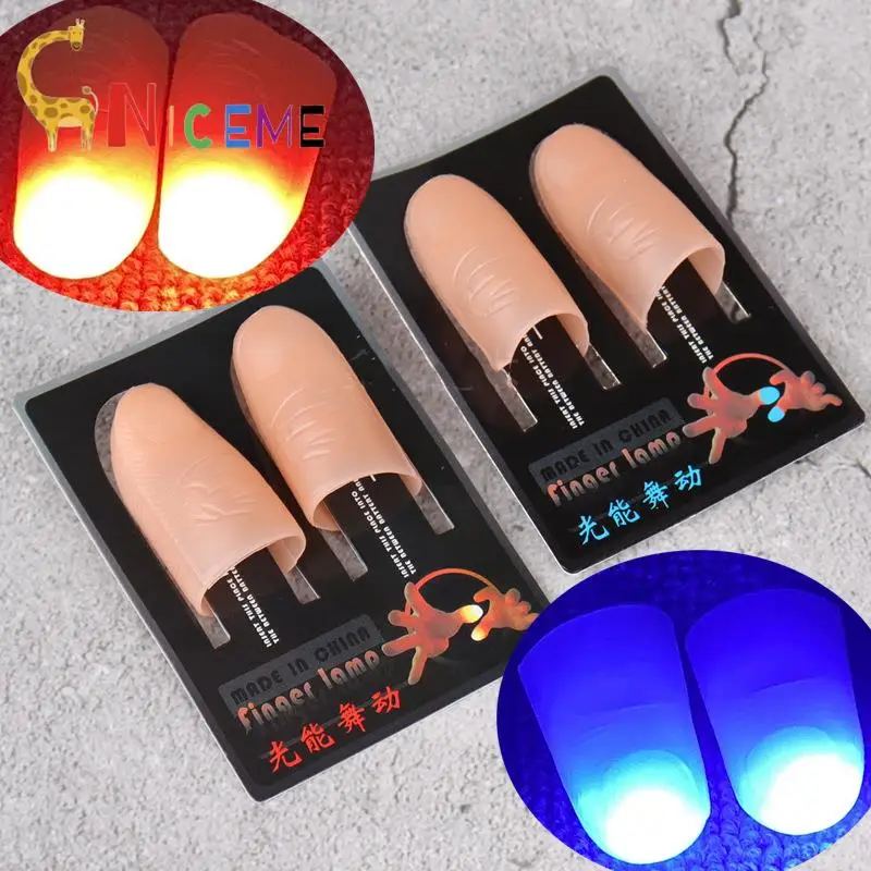 2Pcs Magic Thumbs Light Toys for Adult Magic Trick Props Blue Light Led Flashing Fingers Halloween Party Toy for Children Trick