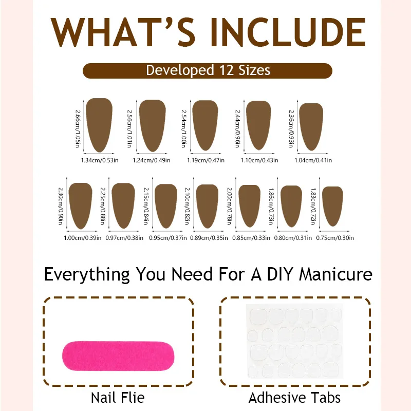 24pcs Press-On Nails - Almond Shape French Tips with Glitter Waves & Diamonds Perfect as Gifts for Women and Family Members