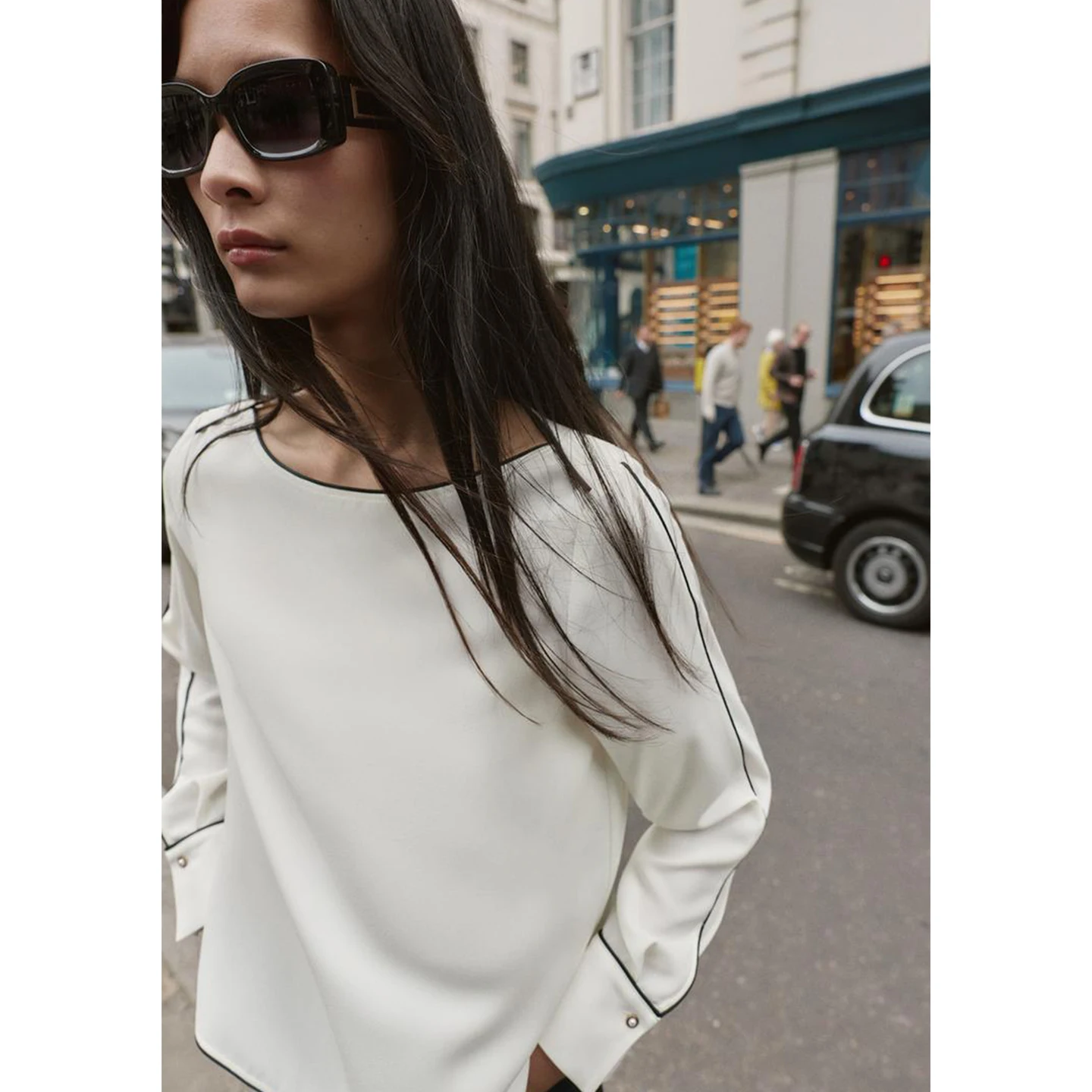 가을 신상 여성 루즈핏 롱 스웨터 컬러 블록 플리츠 캐주얼 슬리 폴리에스터 섬유 라운드 넥 레귤러 길이