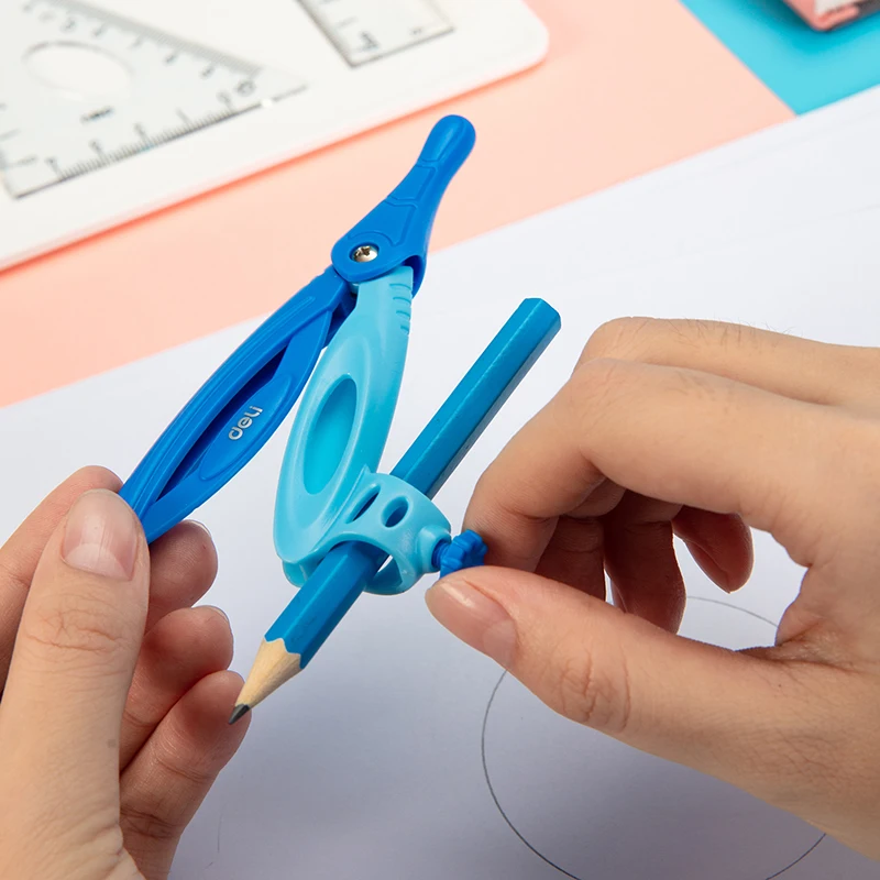 Deli Math Geometry Set, 10-Piece Compass & Protractor Kit with Metal Rulers, Triangle Rulers, Magnetic Accessories for Office