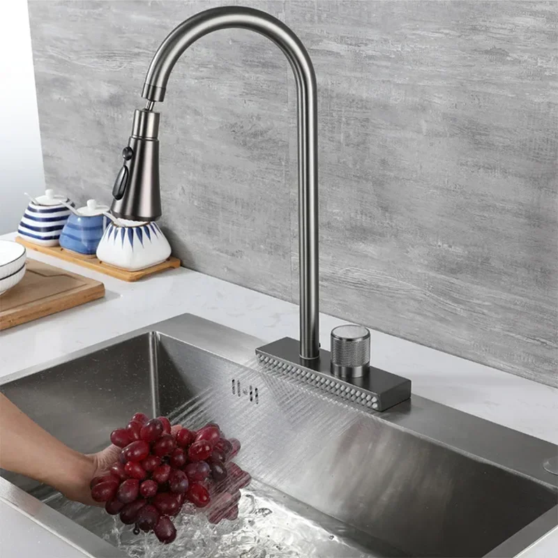 

304 Stainless Steel Feiyu Waterfall Kitchen Faucet Hot and Cold Four-Gear Water Outlet Multifunctional Washing Basin Sink