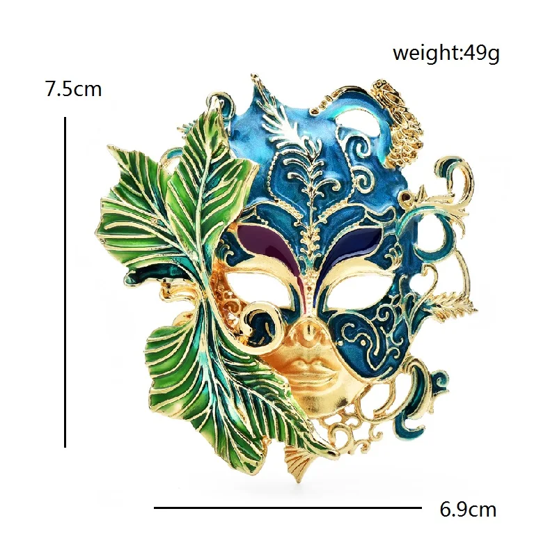 Wuli&baby Big Magic Face Brooches For Women Unisex Charming Enamel Beauty Lady Figure Party Casual Brooches Pins Gifts