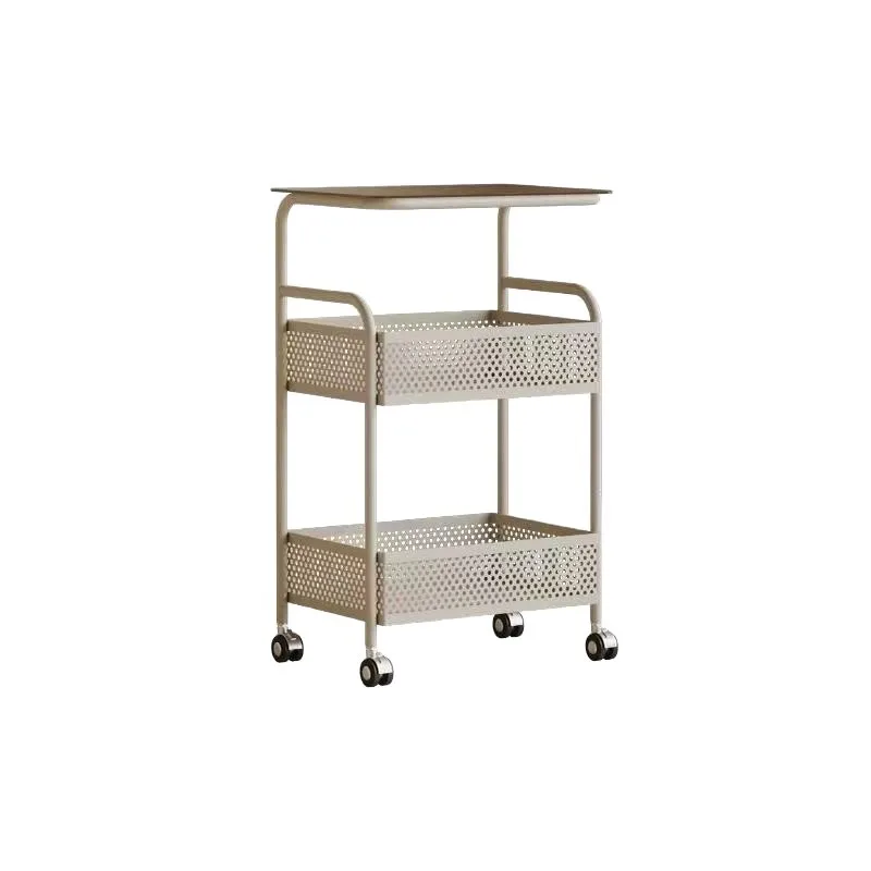 Mobile small cart, home bedroom storage rack, living room side several, cream-style storage rack, nightstand, coffee table
