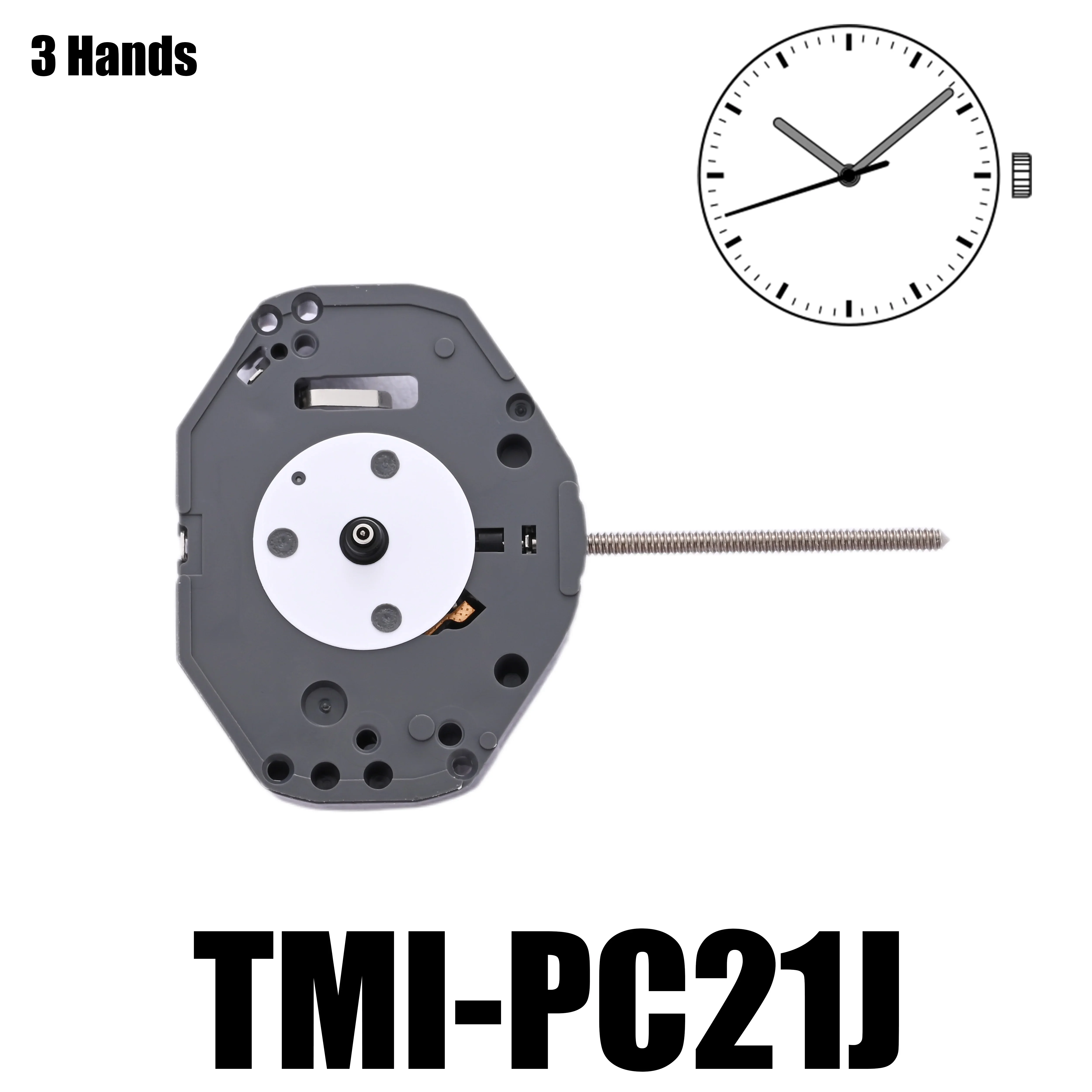 

TMI PC21J Japan 3 Hand Standard Quartz Movement Size: 6 ¾X8‴ Height: 3.15mm