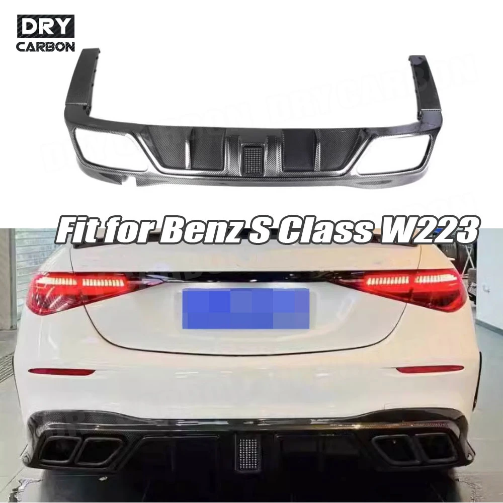 

Carbon Fiber Rear Diffuser Lip Spoiler with LED Rear Splitters FRP for Benz S Class W223 S450 S500 Sport 2021-2023