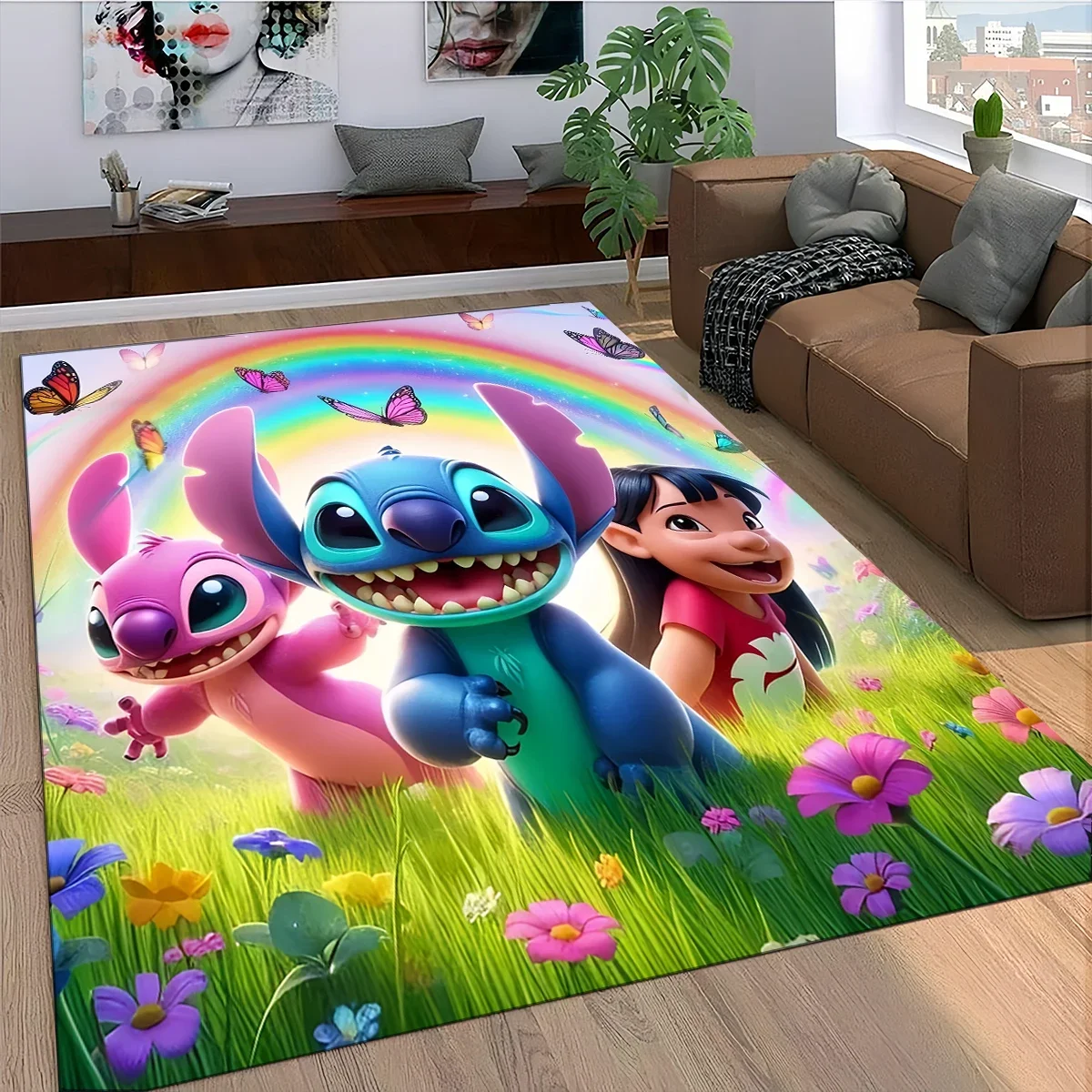 2025 New 27 Style Cartoon Stitch Disney Gift Carpet Rug for Bedroom Living Room Home Sofa Decoration,kids Play Decor Floor Mat