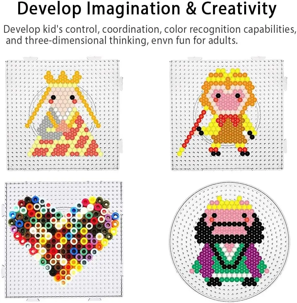 Perler Hama Beads 6Pcs 5mm besar persegi bening manik-manik plastik pegboard manik-manik Puzzle pinset untuk anak-anak kerajinan sekering manik papan