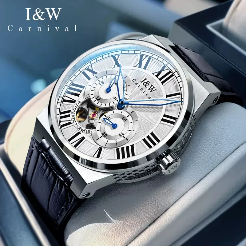 

Carnival Brand IW High-end Series Luxury Skeleton Mechanical Watch for Men 50M Waterproof MIYOTA Movement Automatic Watches Mens