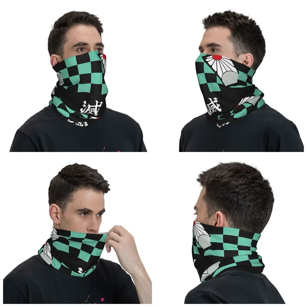 Demons Tanjiro Kamado Bandana Neck Gaiter Slayers Print K-Kimetsu Anime Balaclavas Magic Scarf Headwear Hiking Adult All Season