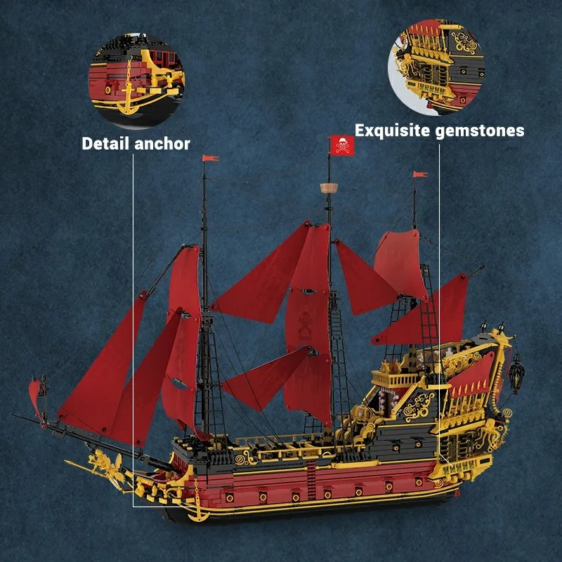 Nave pirata Venge Nave a vela Nave da guerra Modello Building Blocks 5666PCS, Nave Cruiser Building Blocks Set Puzzle Regalo per adulto