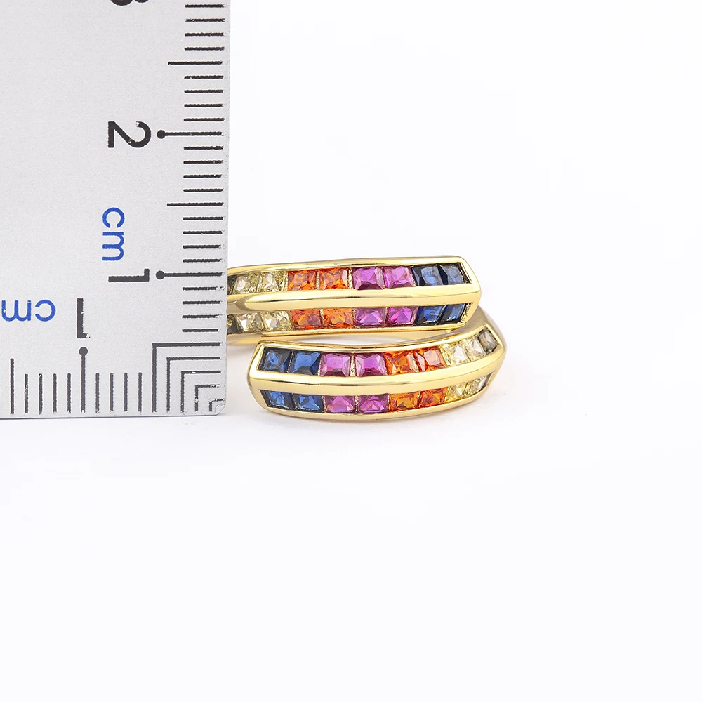 Nidin Light Luxury Fashion 5 colores Multi capas apertura chapado en oro anillo de dedo ajustable joyería de mujer regalo Regalos