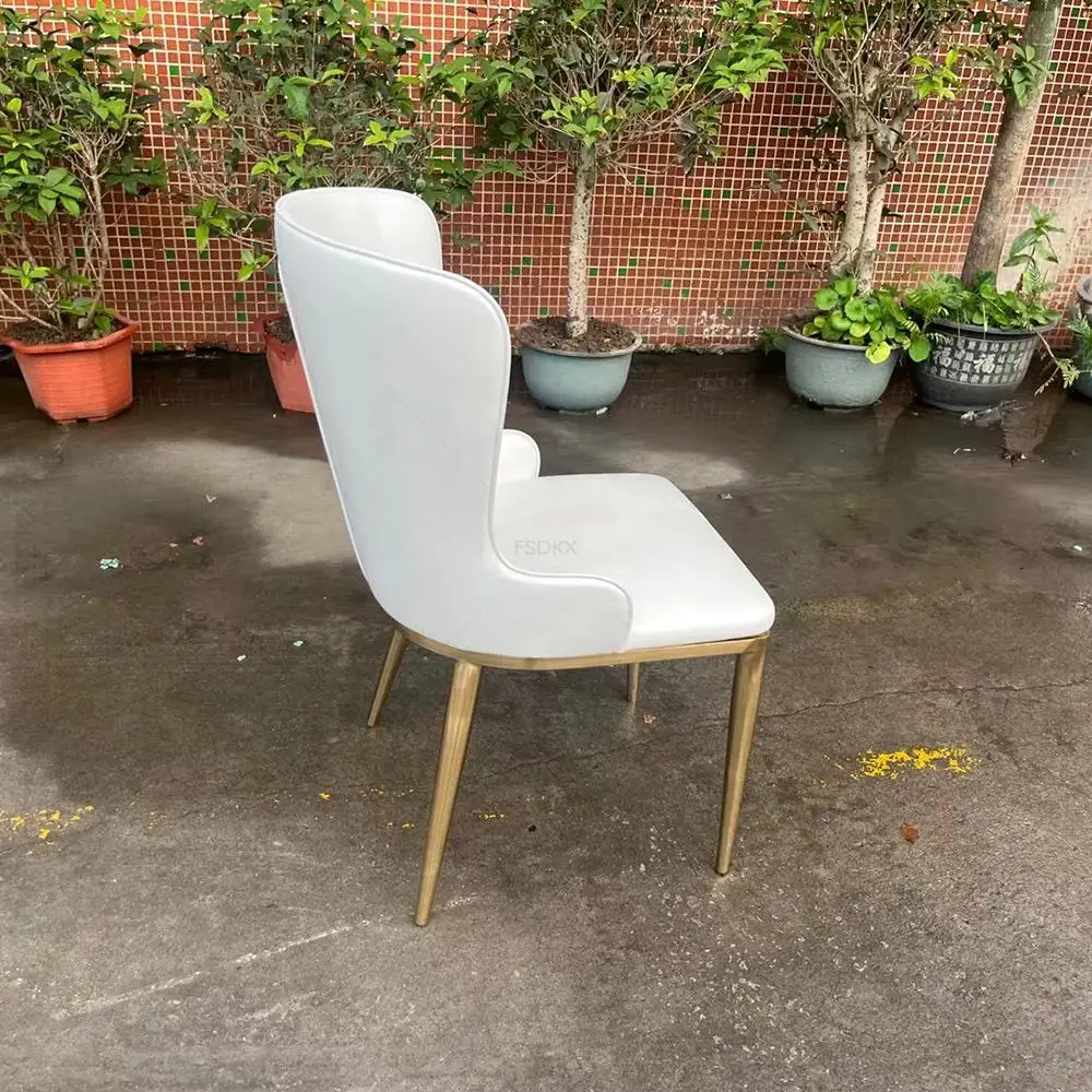 Hotel Reception Wholesale Stackable Stainless Steel Leather Gold Wedding Dining Chairs
