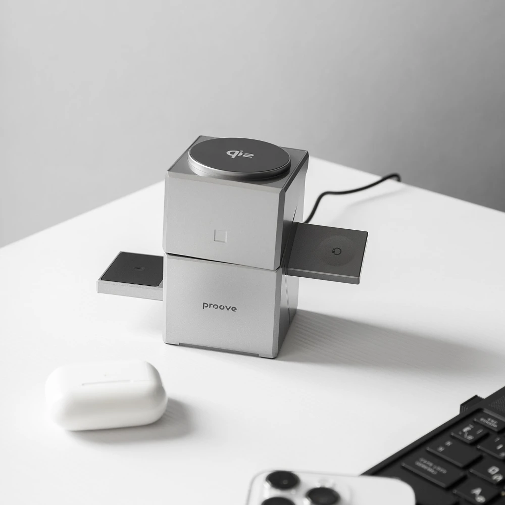 Qi2 3-in-1 Wireless Charger with Auto-Rotating Magic Cube Dock for IPhone 16/15/14 Pro Max, AirPods, and IWatch Fast Charging