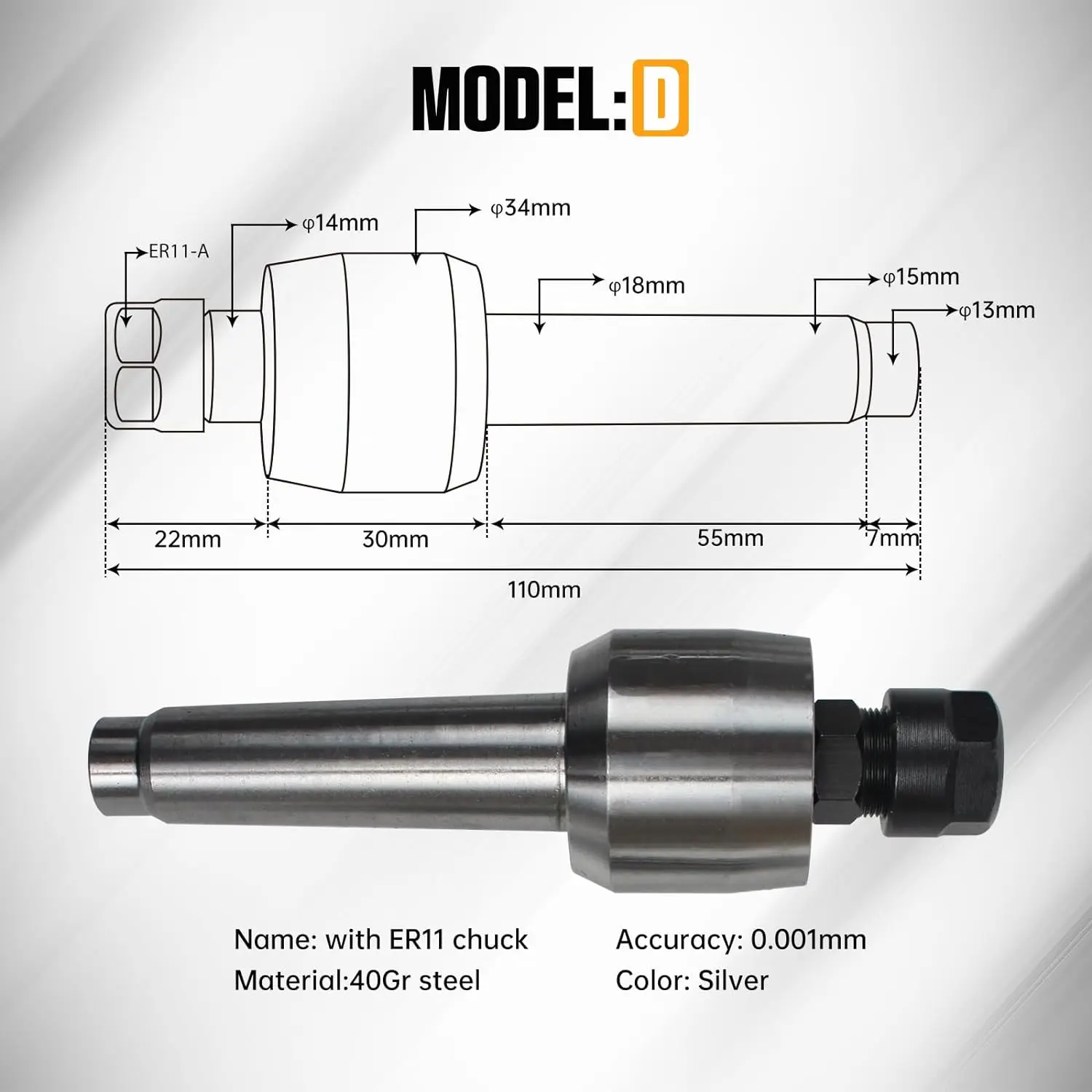 「EU Stock」65mm Lathe Center Morse Taper 2 Live Center Movable MT2 Tailstock with 4pcs Replaceable Heads For CNC 4h Axis Engraver