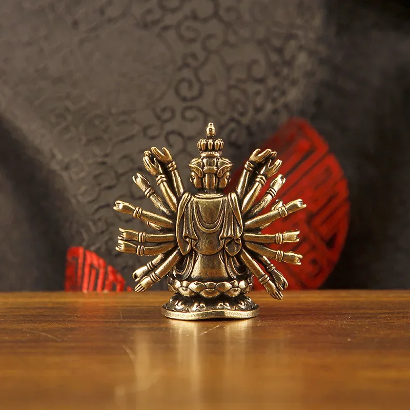 1/2pcs Brass Thousand Hands Avalokitesvara Buddha Statue Ornament Thousand Hands Thousand Eyes Avalokitesvara Bodhisattva