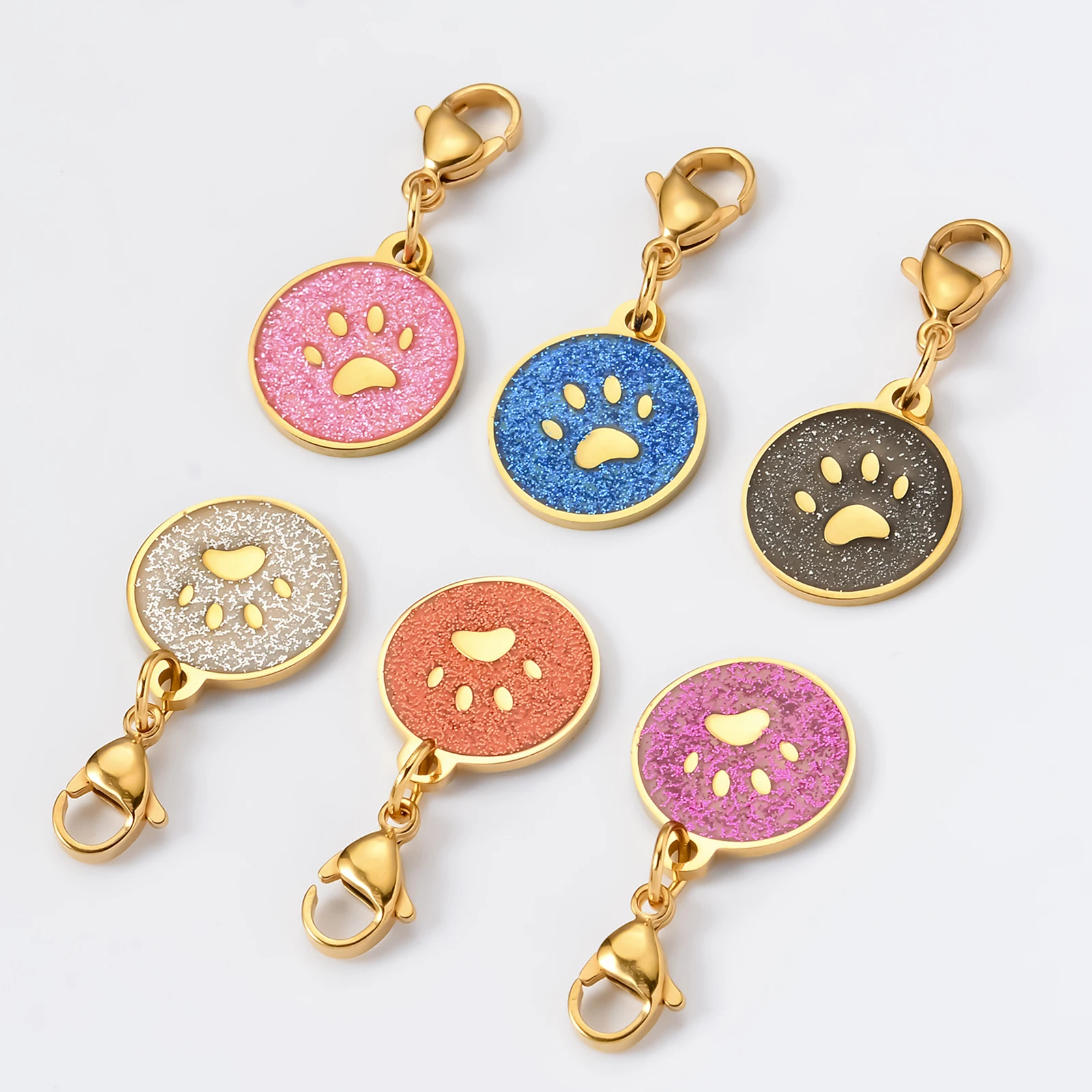 3Pcs/lot Gold Stainless Steel Pet Hang Charms For Jewelry Making Necklace Pendant Pet Collar Keychain Cell Phone DIY Accessories