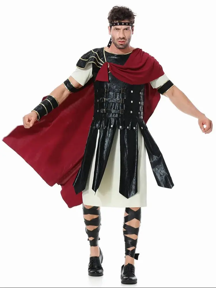 Nieuw middeleeuws ridderpak, Spartaanse krijger cosplay prestatiekostuum, Romeins gladiatorkostuum, toneelvoorstellingskostuum - afbeelding 2