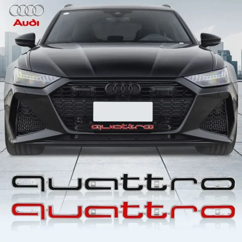 

3D ABS эмблема передней решетки автомобиля для Audi Quattro Logo RS6 S3 S5 S7 Q4 Q5 RS7 A6 RS4 A7 A8 Q3 A3 A4 A5 Q7 RS3 RS5 аксессуары
