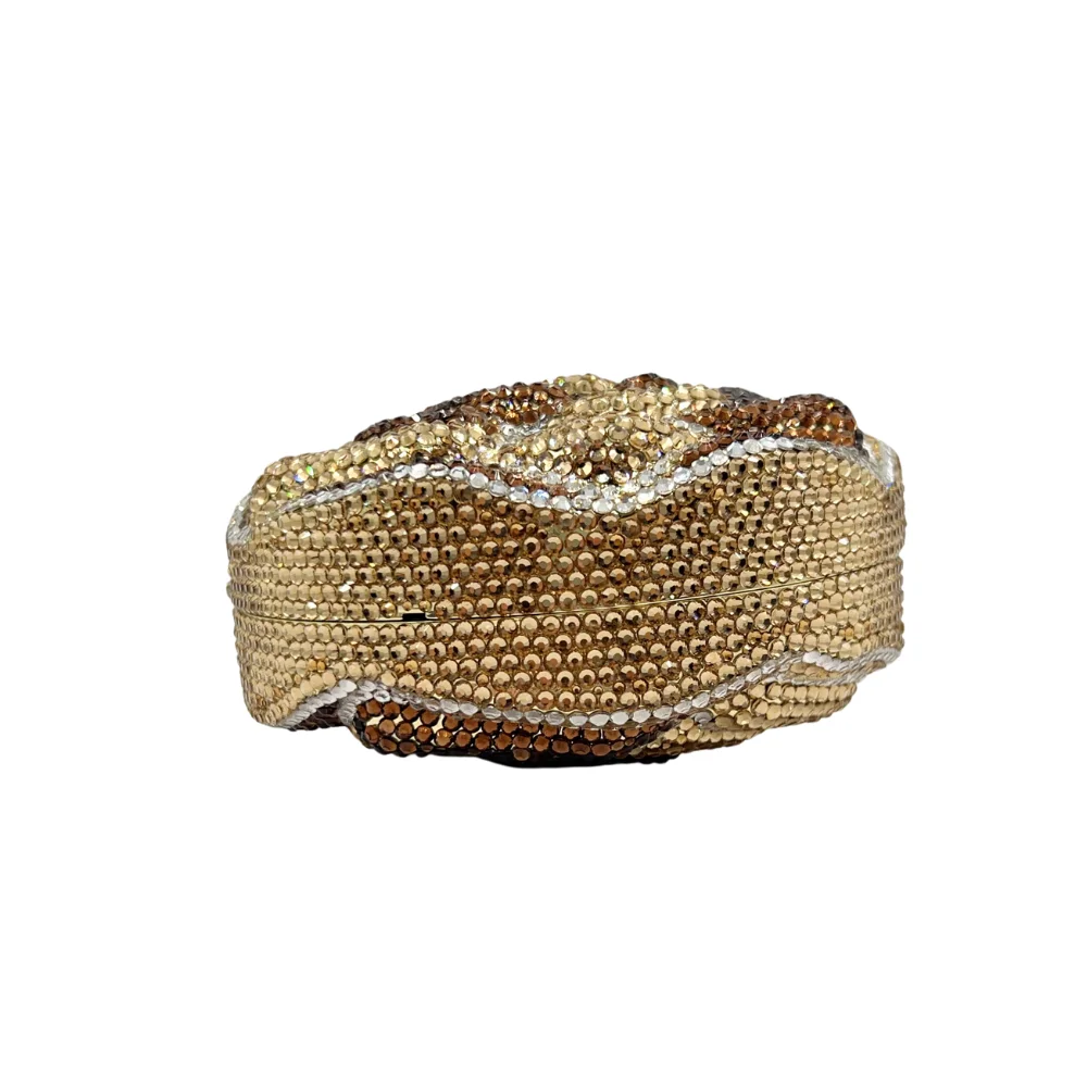 Flat Base Rhinestone Bud Clutch, Crystal Flower Design Evening Bag for Women. OEM Custom Party Purse, Low MOQ Wholesale from Fac