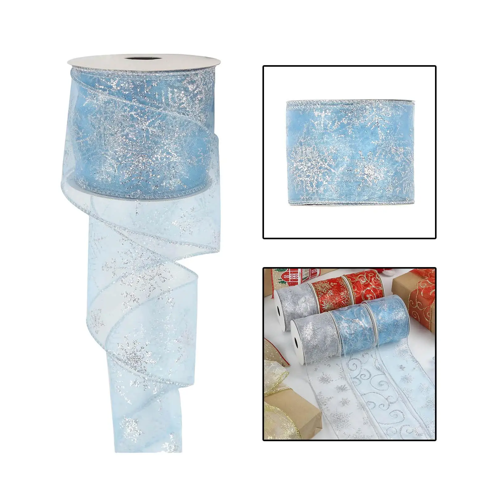 4x Glitter Ribbon Christmas DIY Trim Crafts for Party Home Decoration Blue