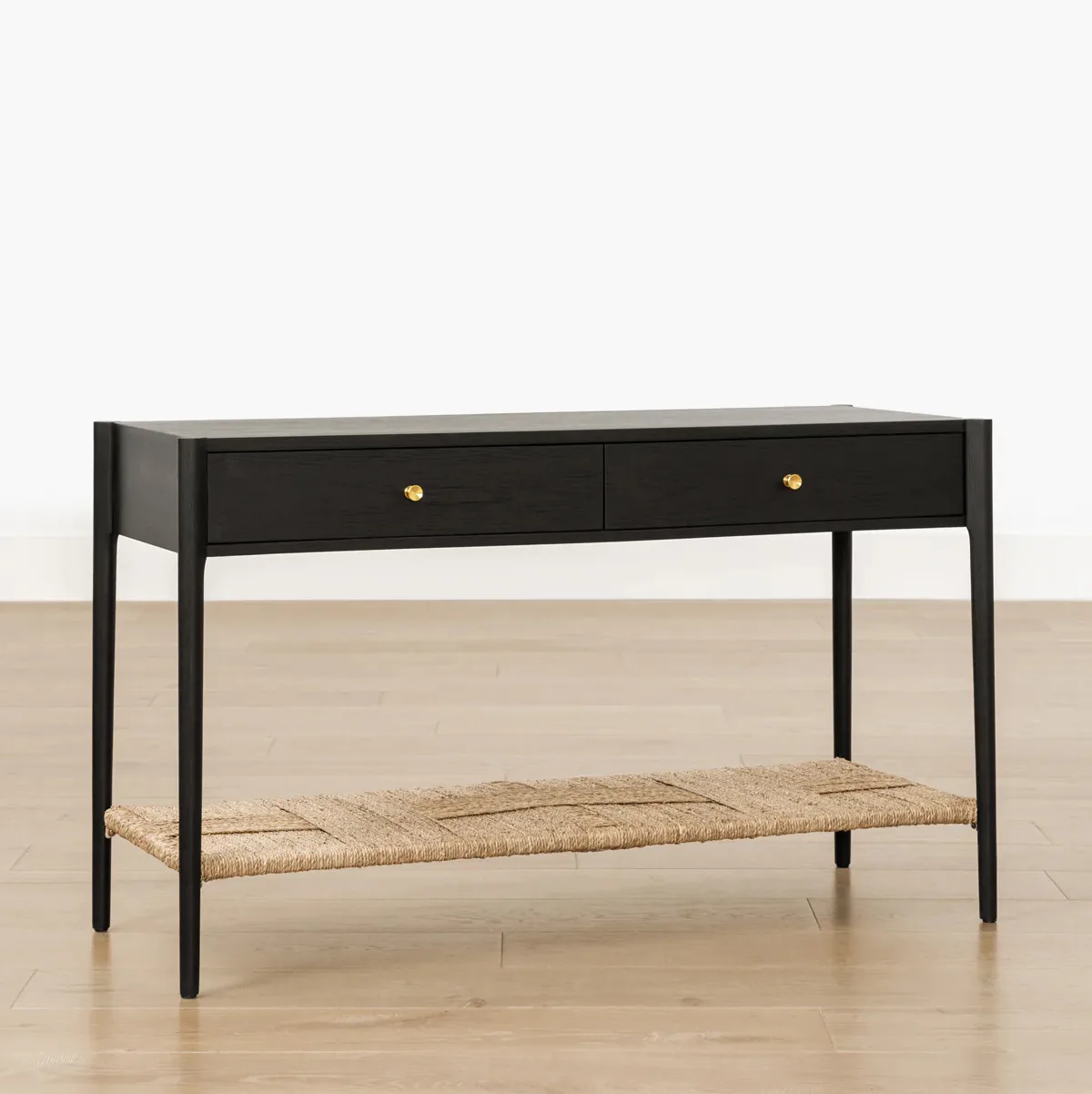 

mnAmerican Retro Distressed Modern Minimalist Console Table with Braided Rope Design for Home Entrance Hotel Corridor or Foyer@