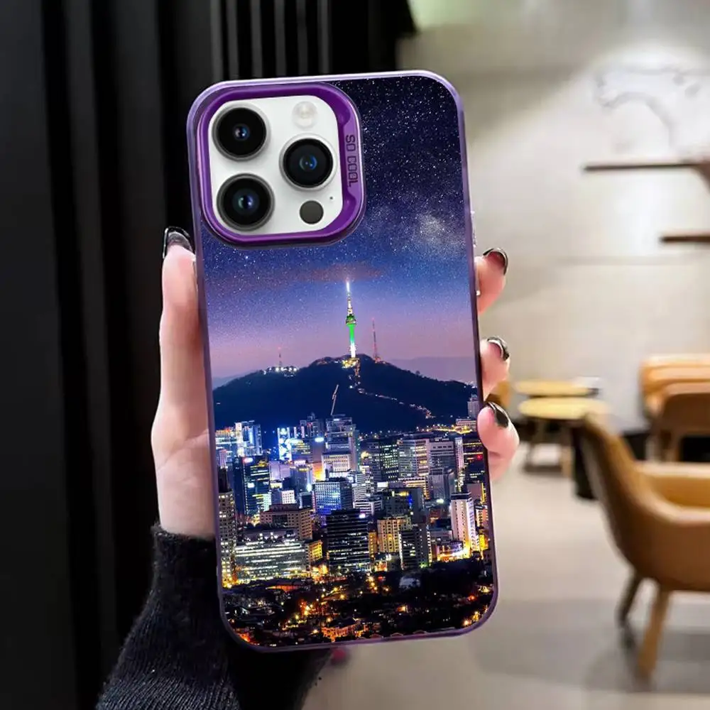 Südkorea S-SEOUL TravelS Handyhülle für iPhone 17,16,15,14,13,12,11, Mini,Pro,E,SE4,XS,MAX Purple Candy Matte Cover