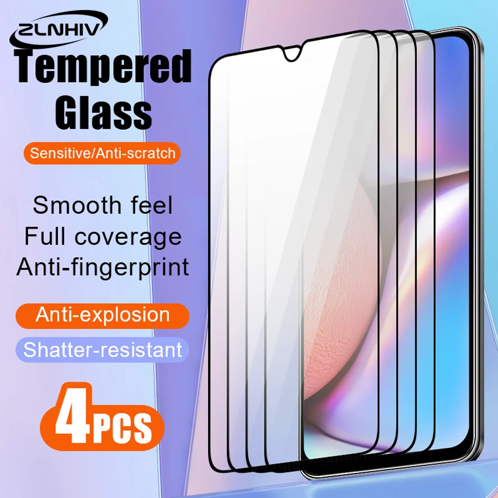 4pcs full cover tempered glass for Samsung Galaxy A05S A15 A25 A35 A55 A04S A04E A04 Core A14 A24 4G A34 A54 5G Glass smartphone