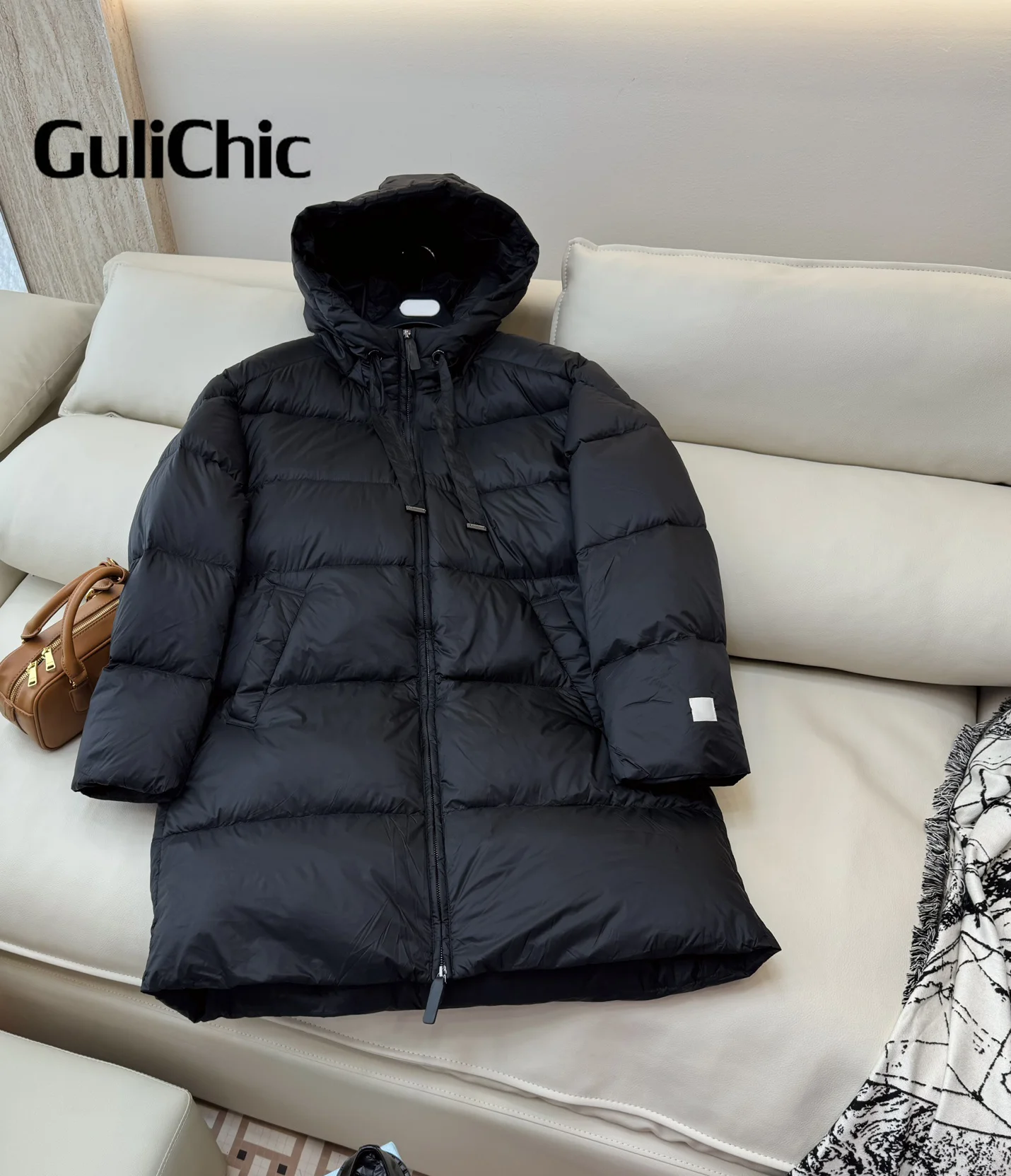 GuliChic-Chaqueta larga de manga larga con capucha para mujer, abrigo grueso con cremallera para mantener el calor, a la moda, 9,11