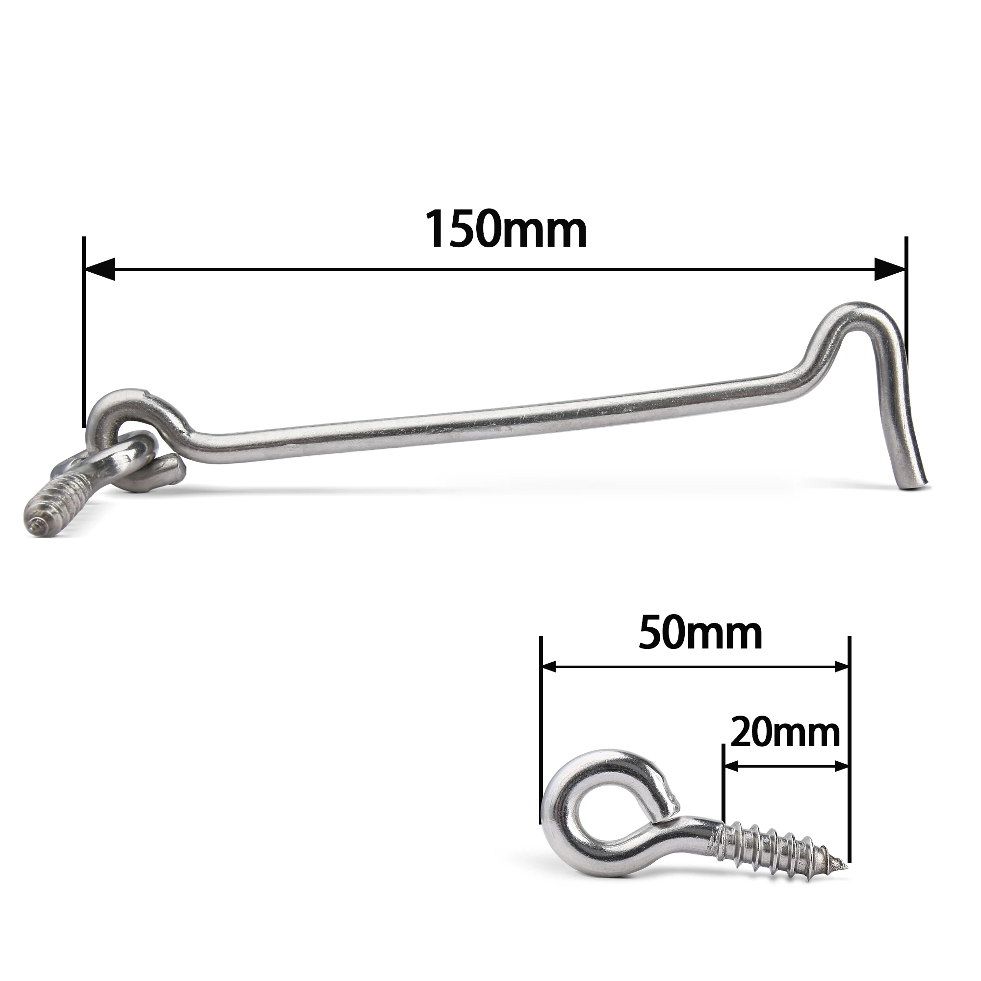 1/2pcs 152mm Cabin Hook Eye Latch Stainless Steel Window Wind Hook for Opening and Supporting Wooden Door and Window Hardware