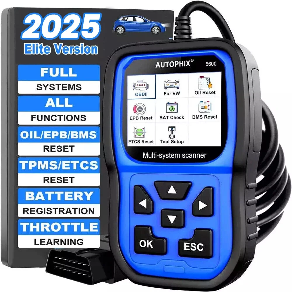 

AUTOPHIX 5600 для VW Audi, всесистемный сканер OBD2, диагностический EPB двигатель, ABS, масло, TPS BMS, сброс трансмиссионного масла, автомобильный аккумулятор, инструмент