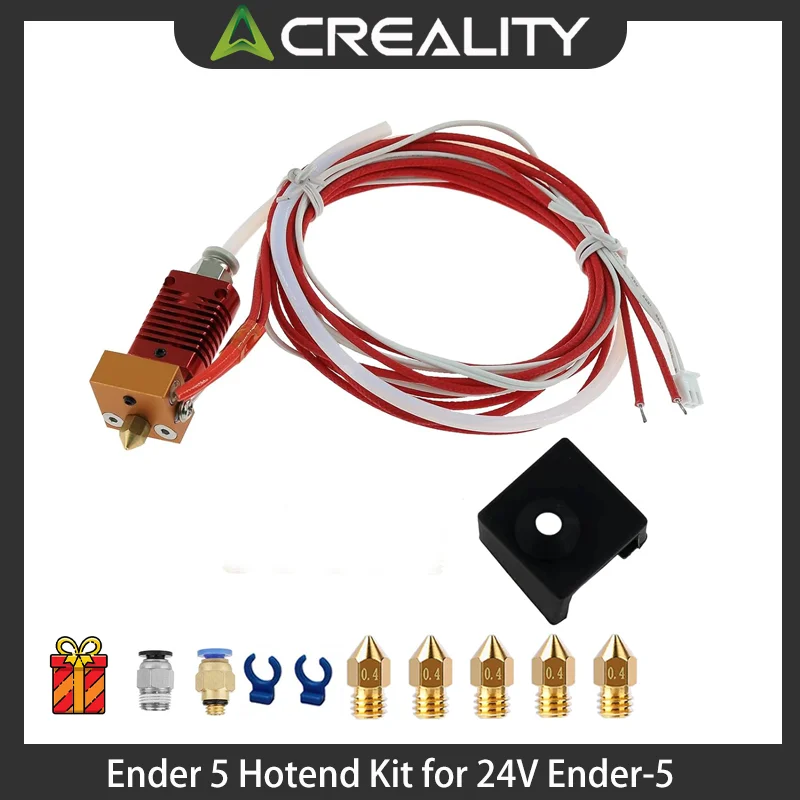

Creality Official Ender 5 Hotend Assembled,Ender 5 Pro Hotend for Ender-5 3D Printer With Silicone Cover Aluminum Heat Block 24V