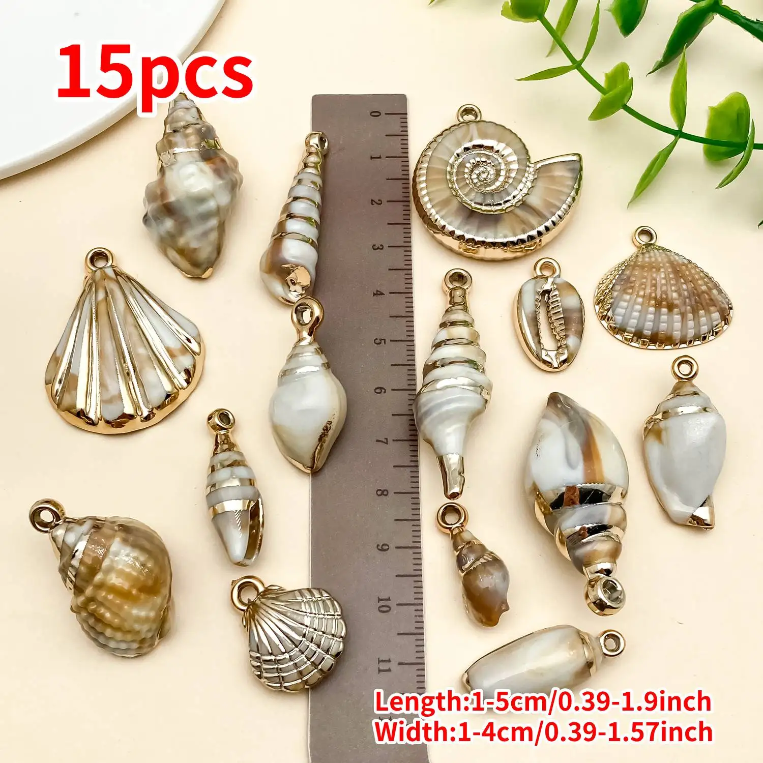 Mix 15pcs Acrylic Ocean Shell Series Charms Pendants, Suitable for DIY Necklace, Earring, Keychain Jewelry Making Accessories.
