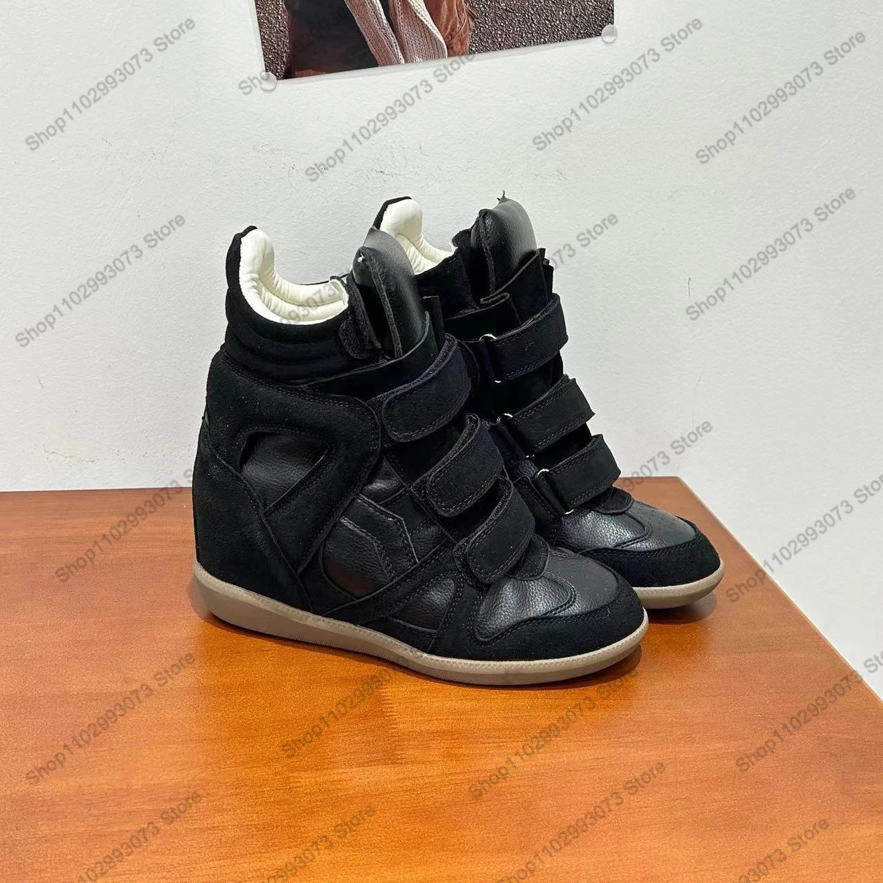 Dames hoge sneakers met sleehak, enkellaarzen met verborgen hak, modeplatform, casual schoenen voor dagelijks gebruik, streetwear