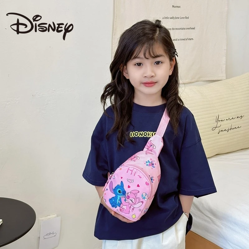 Lilo และ Stitch Disney เด็กกระเป๋า Kawaii การ์ตูนอะนิเมะพิมพ์อุปกรณ์เสริมกระเป๋า Crossbody สําหรับชายและหญิงไหล่กระเป๋า