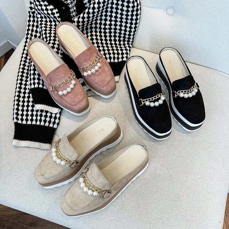 Vintage Flat Platform Women Shoes British Style Thick Heel Buckle Rivet Leather Slip-on Oxford Shoes Woman Loafers Casual Shoes