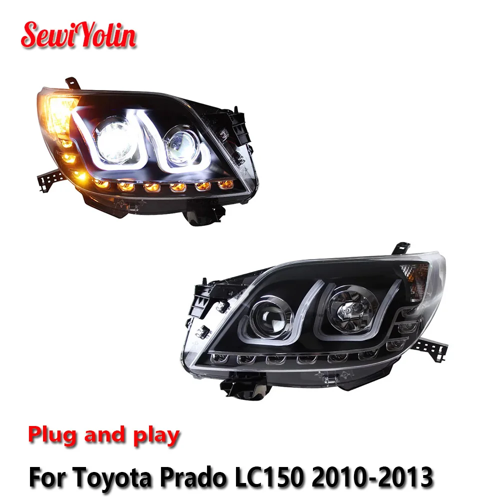 

Автомобильные светодиодные фары в сборе для Toyota Prado LC150 2010-2013, автоматические противотуманные фары DRL, стоп-сигналы поворота Plug and Play