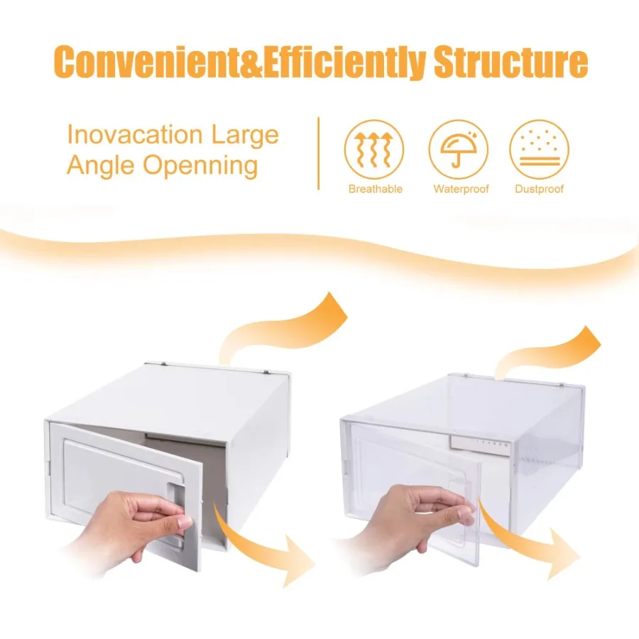 

Pack Of 18PCS MoistureProof And DustProof Simplicity White Plastic Transparent Thickened Shoe Storage Boxes