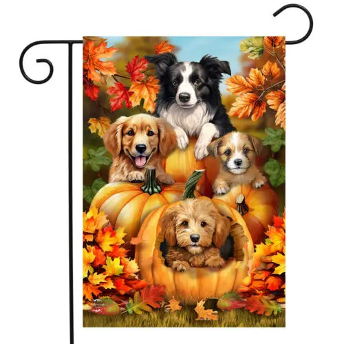 Briarwood Lane Fall Pumpkin Puppies Garden Flag